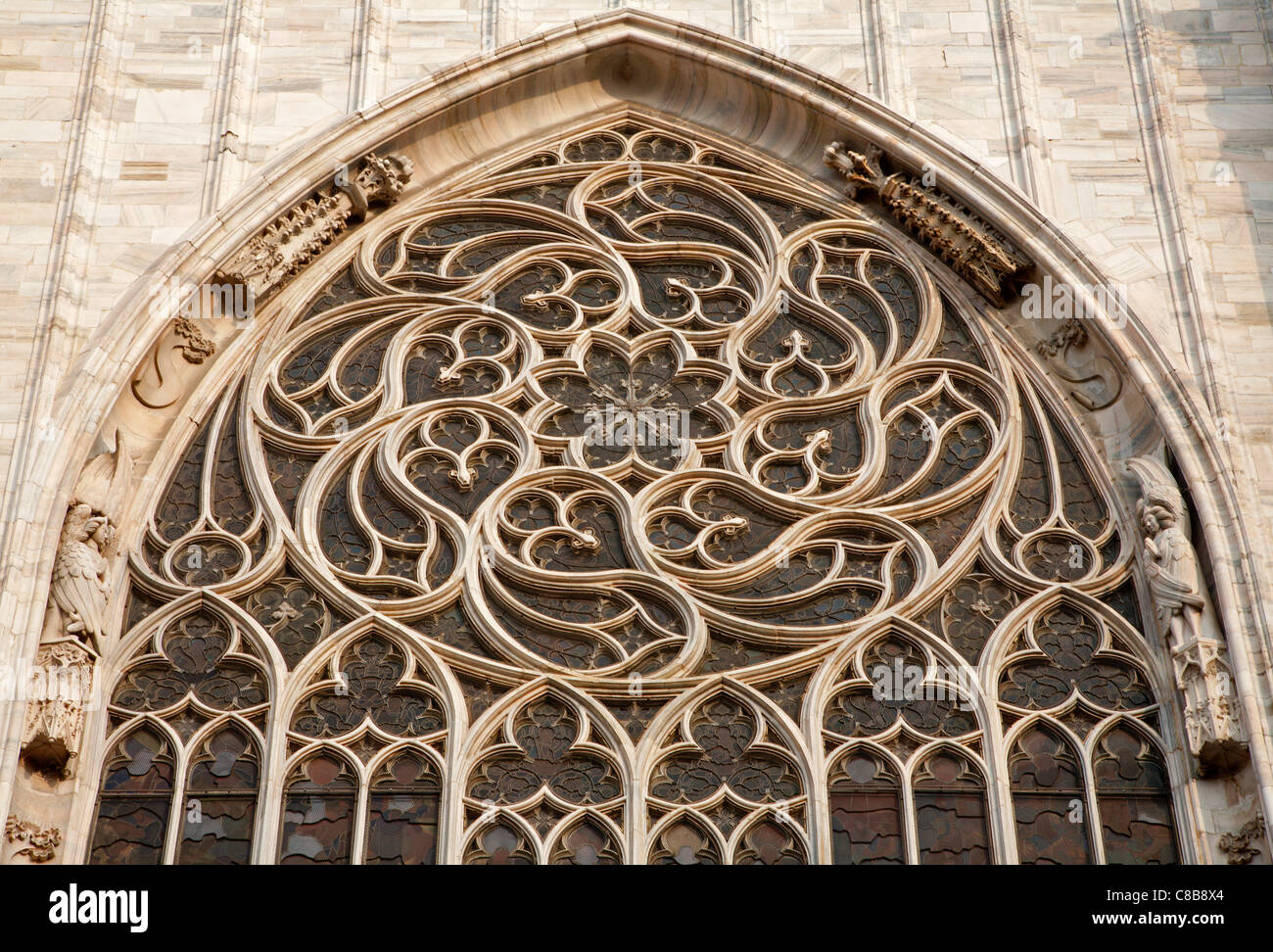 Milan - rosace gothique de la Cathédrale de Duomo Banque D'Images
