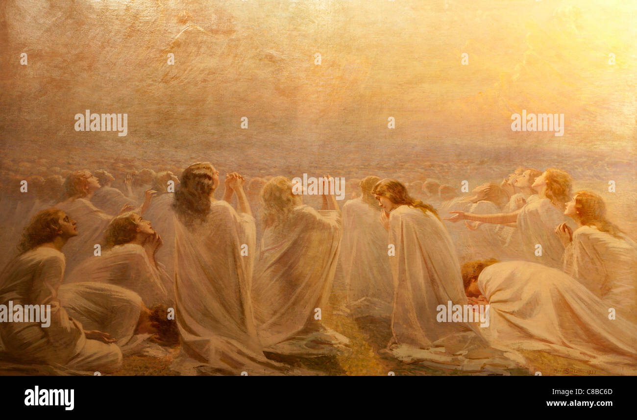 Milan - peinture moderne - la prière des âmes par Sallelli 1937 - église Saint Marc Banque D'Images