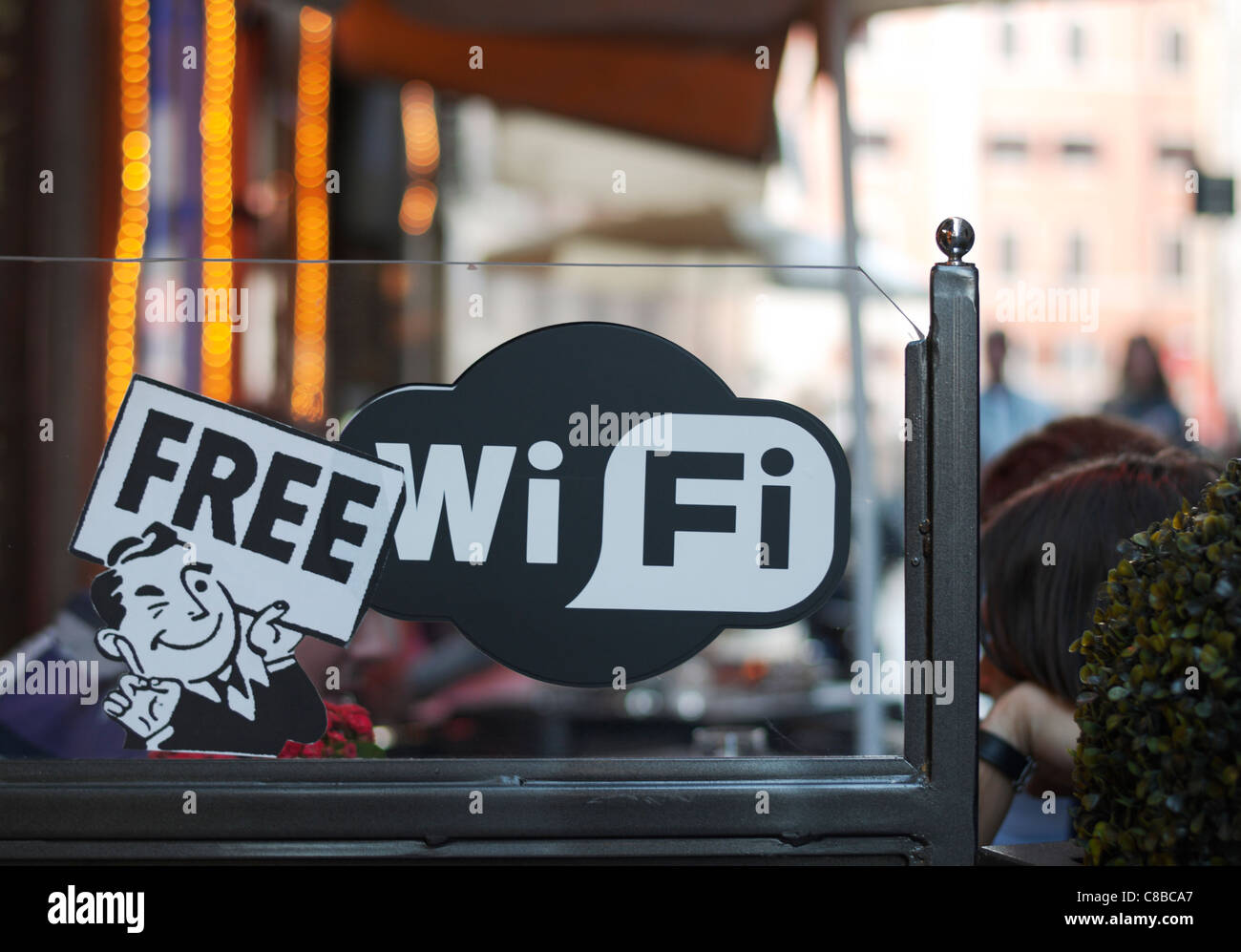 Restaurant à Rome, avec wi-fi, autocollant DOF peu profondes. Banque D'Images