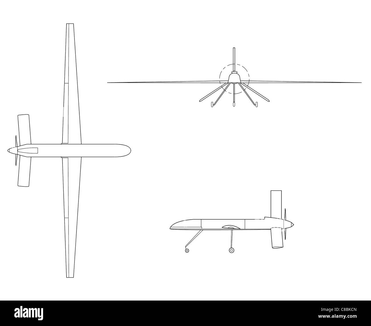 L'ALTUS J, effectués pour le ministère de l'énergie/le Sandia National Laboratory 3 vue sur la ligne d'avions dessin art Banque D'Images