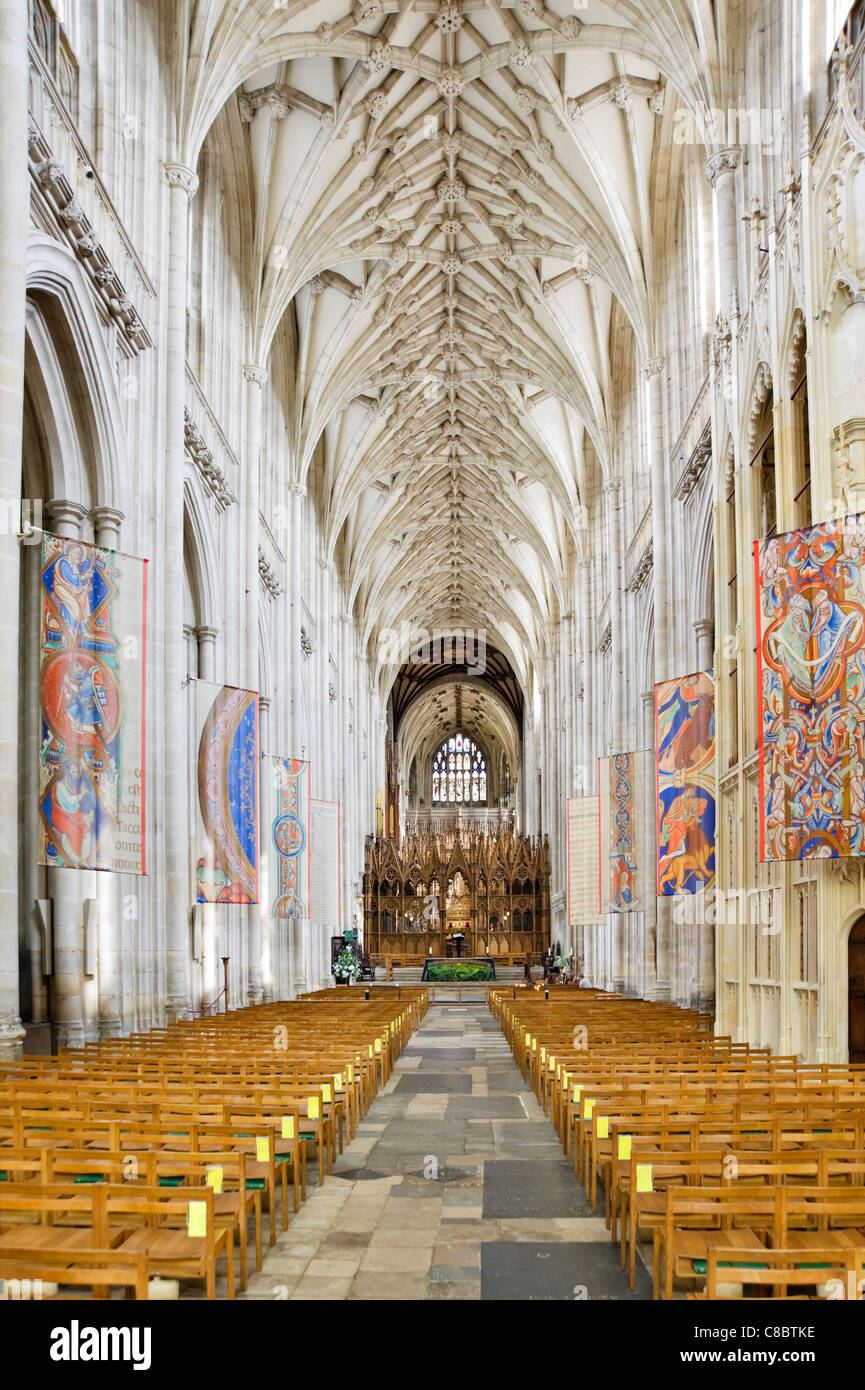 Nef de la cathédrale de Winchester, Winchester, Hampshire, England, UK Banque D'Images