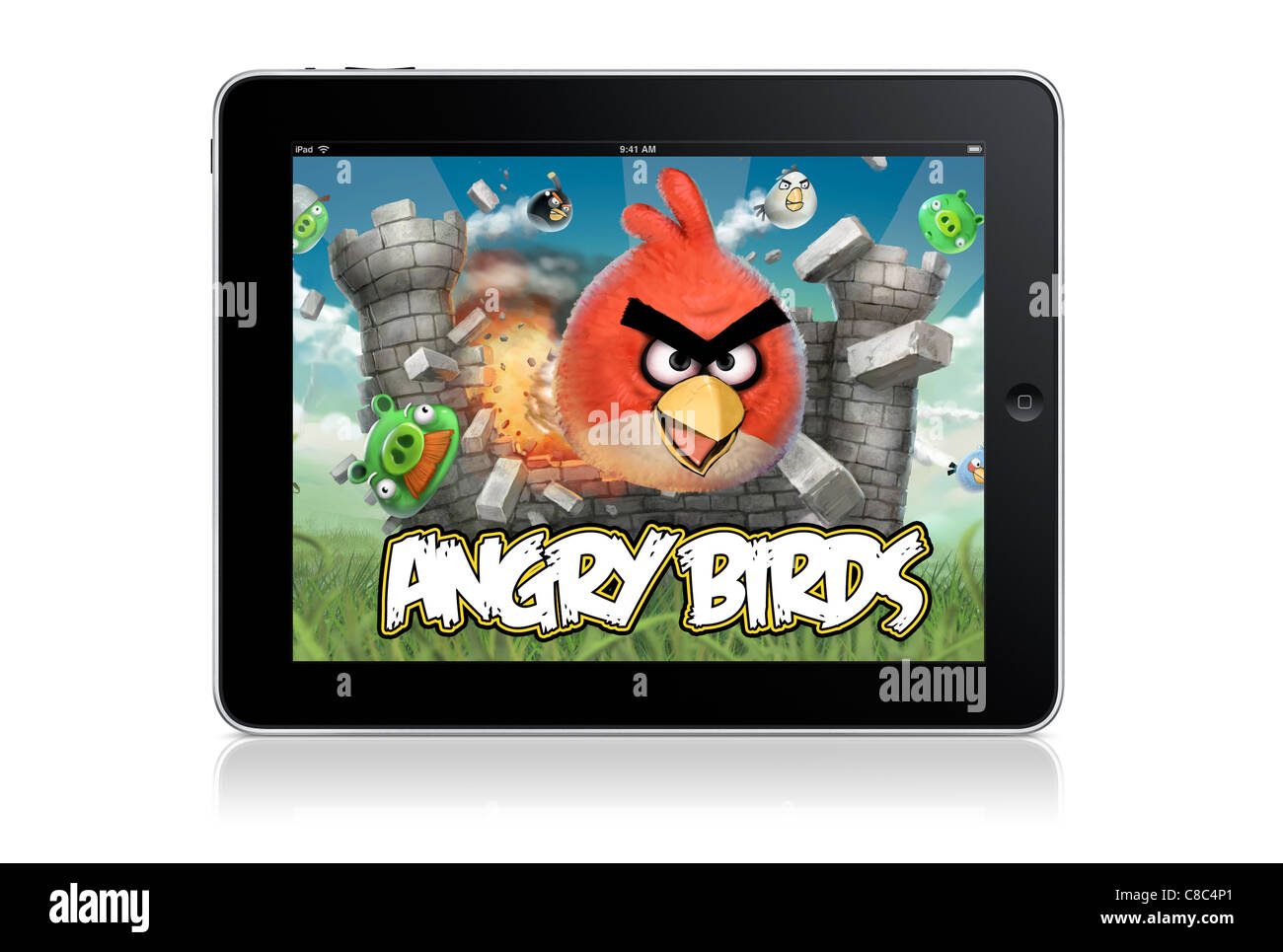 Jeu Angry Birds sur ipad - blanc backrgound Banque D'Images