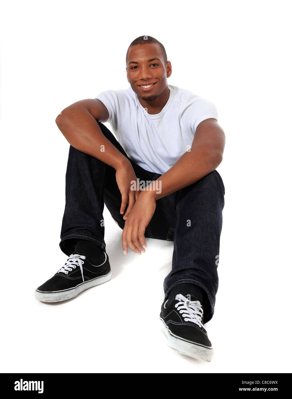 Belle homme noir. Le tout sur fond blanc. Banque D'Images