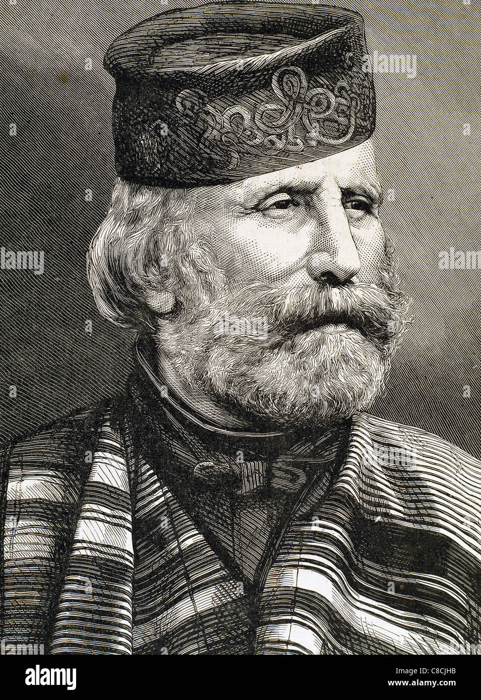 Giuseppe Garibaldi.1807-1882. Politique et militaire italien. La gravure. Banque D'Images
