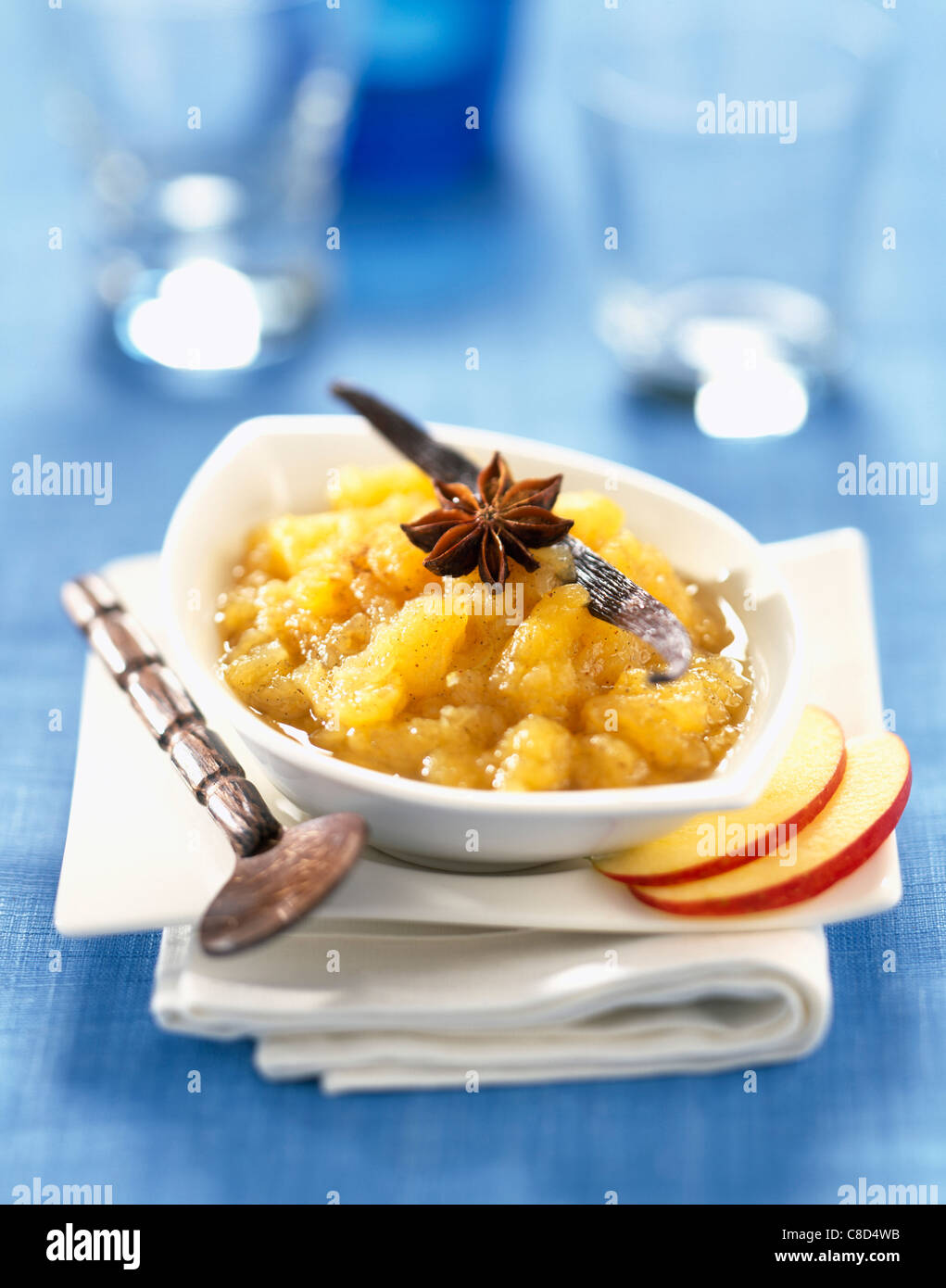 Compote de pomme à la vanille Banque D'Images
