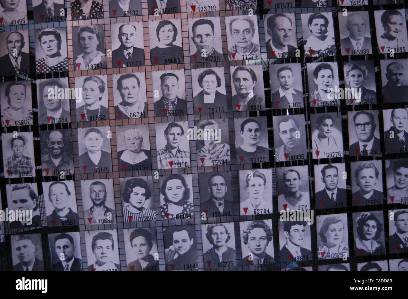 Des photographies de la prisonniers soviétiques dans l'Auschwitz I camp allemand nazi de concentration à Oswiecim, Pologne. Banque D'Images