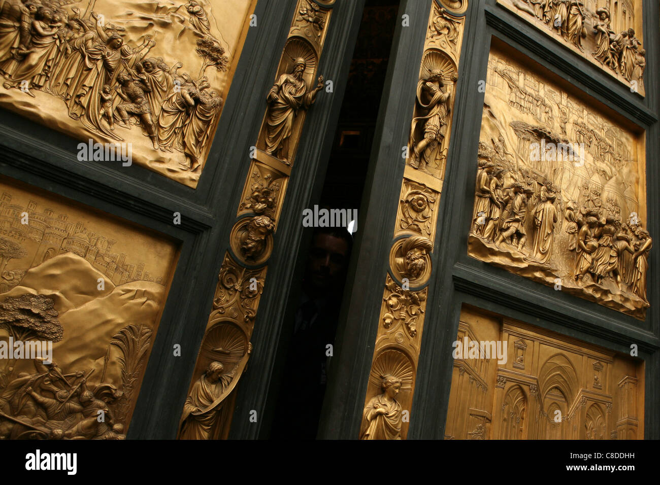 Festival de San Giovanni. Ouvert Portes du Paradis de Lorenzo Ghiberty du baptistère de Florence à Florence, Italie. Banque D'Images