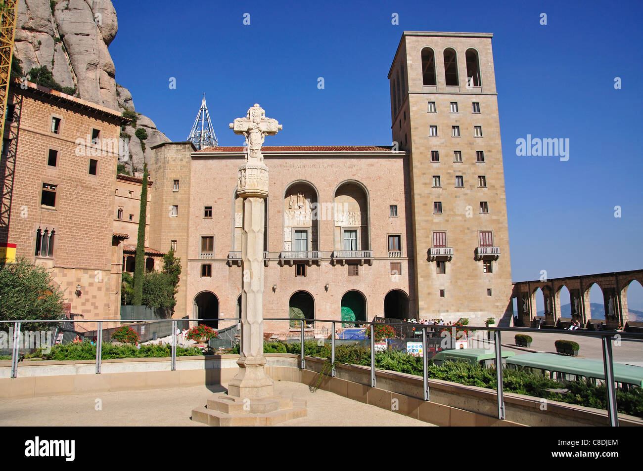Santa Maria de Montserrat Abbaye Bénédictine, Montserrat, Province de Barcelone, Catalogne, Espagne Banque D'Images