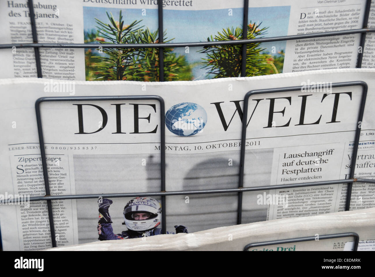 Journal de langue allemande Die Welt sur un support Banque D'Images