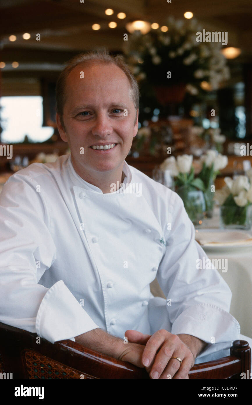 Portrait of Chef Heinz Beck à son étoile au guide Michelin, le restaurant La Pergola Hilton Hotel Rome Italie Banque D'Images