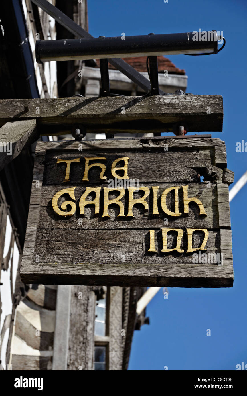 Le Garrick Inn, High Street, Stratford upon Avon, Angleterre. Les villes plus vieux datant de 1595. Banque D'Images