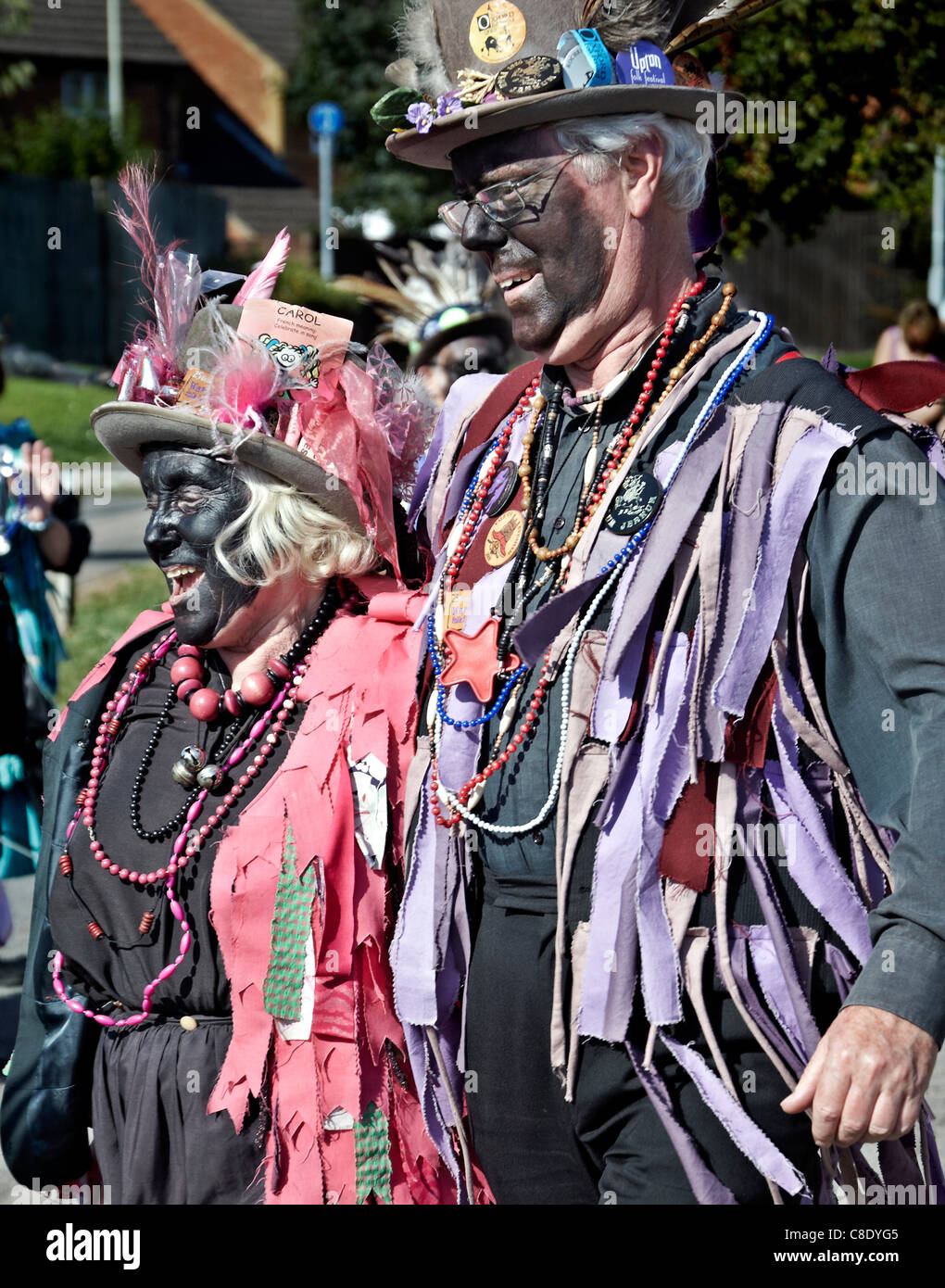 Les mimes traditionnel 'Black Face' couple folklorique. England UK Banque D'Images
