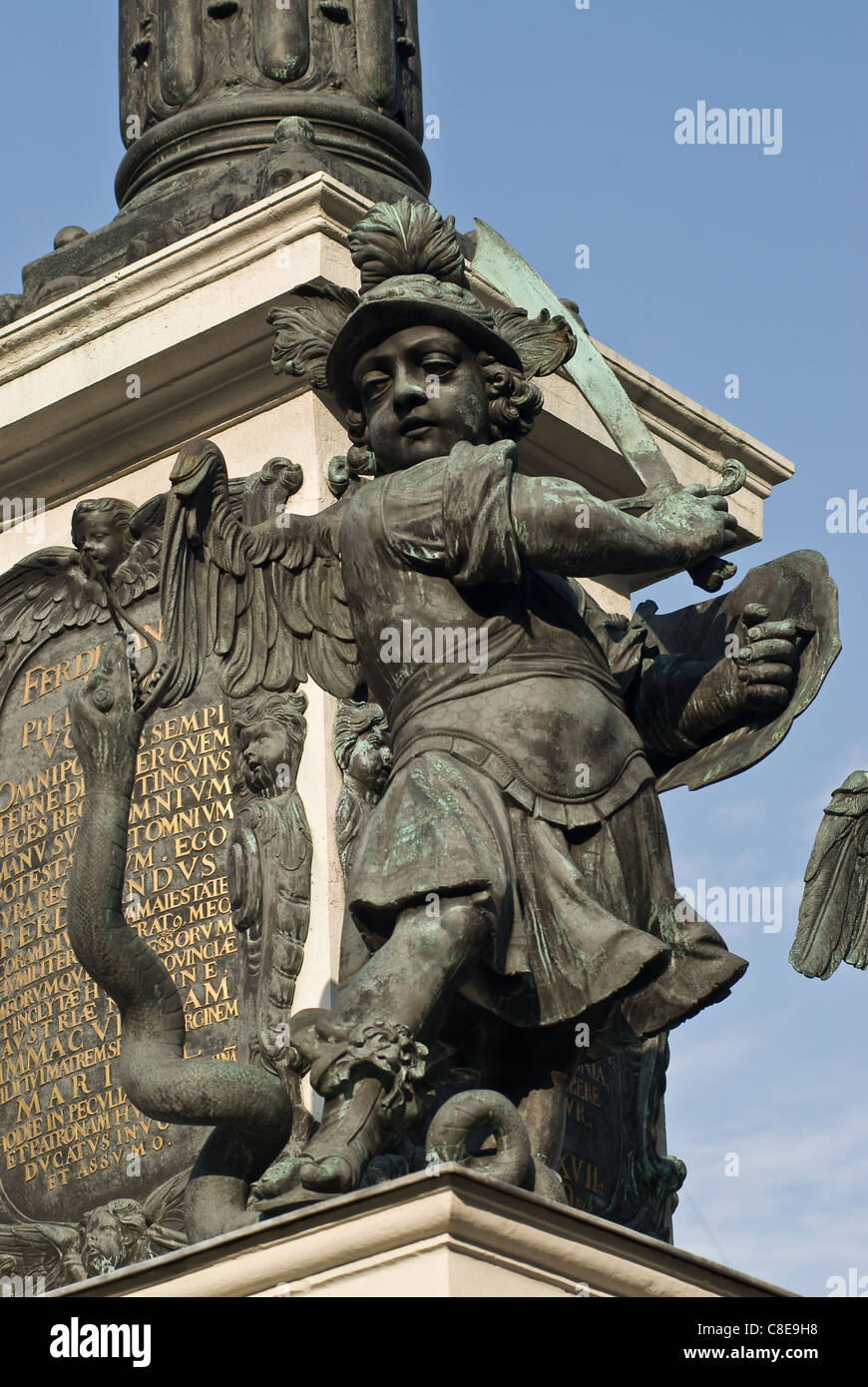 La célèbre colonne mariale à partir de Vienne situé dans le premier arrondissement am Hof près de la cathédrale St Stephens Banque D'Images