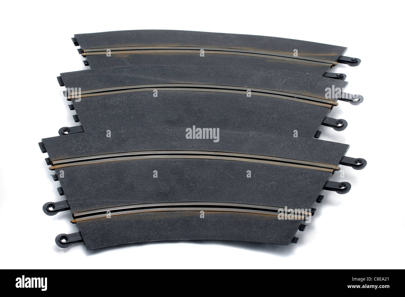 Scalectrix classique voie 3 courbes en banque c187 très utilisées mais en bon état de fonctionnement Banque D'Images