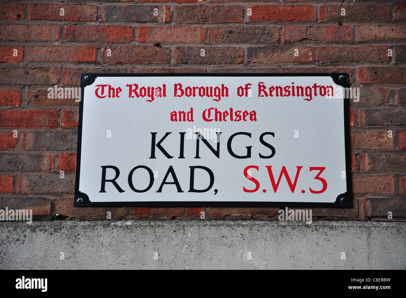 Kings Road sign, King's Road, Chelsea, le Royal Borough de Kensington et Chelsea, London, Greater London, Angleterre, Royaume-Uni Banque D'Images