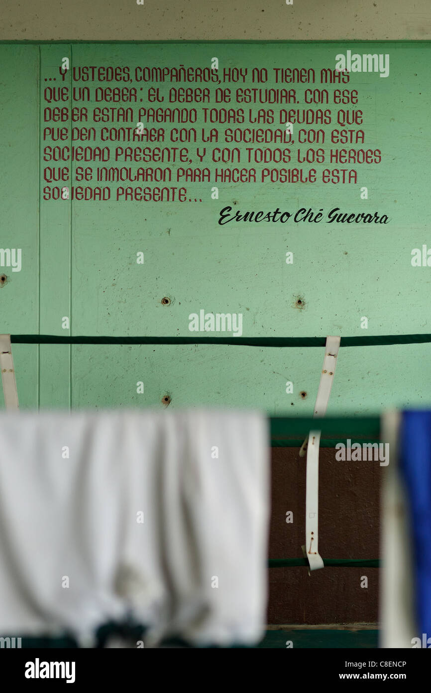 Citation de Che Guevara boxing hall La Havane couleur vert Banque D'Images