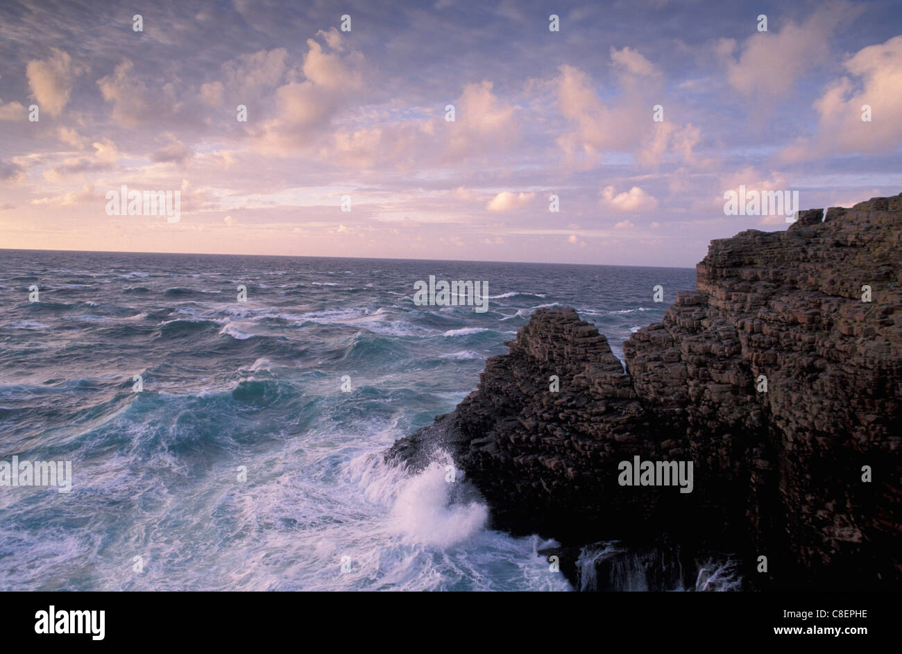 Les falaises, la mer, le Cap Fréhel, Bretagne, France, Europe, des roches, des vagues Banque D'Images