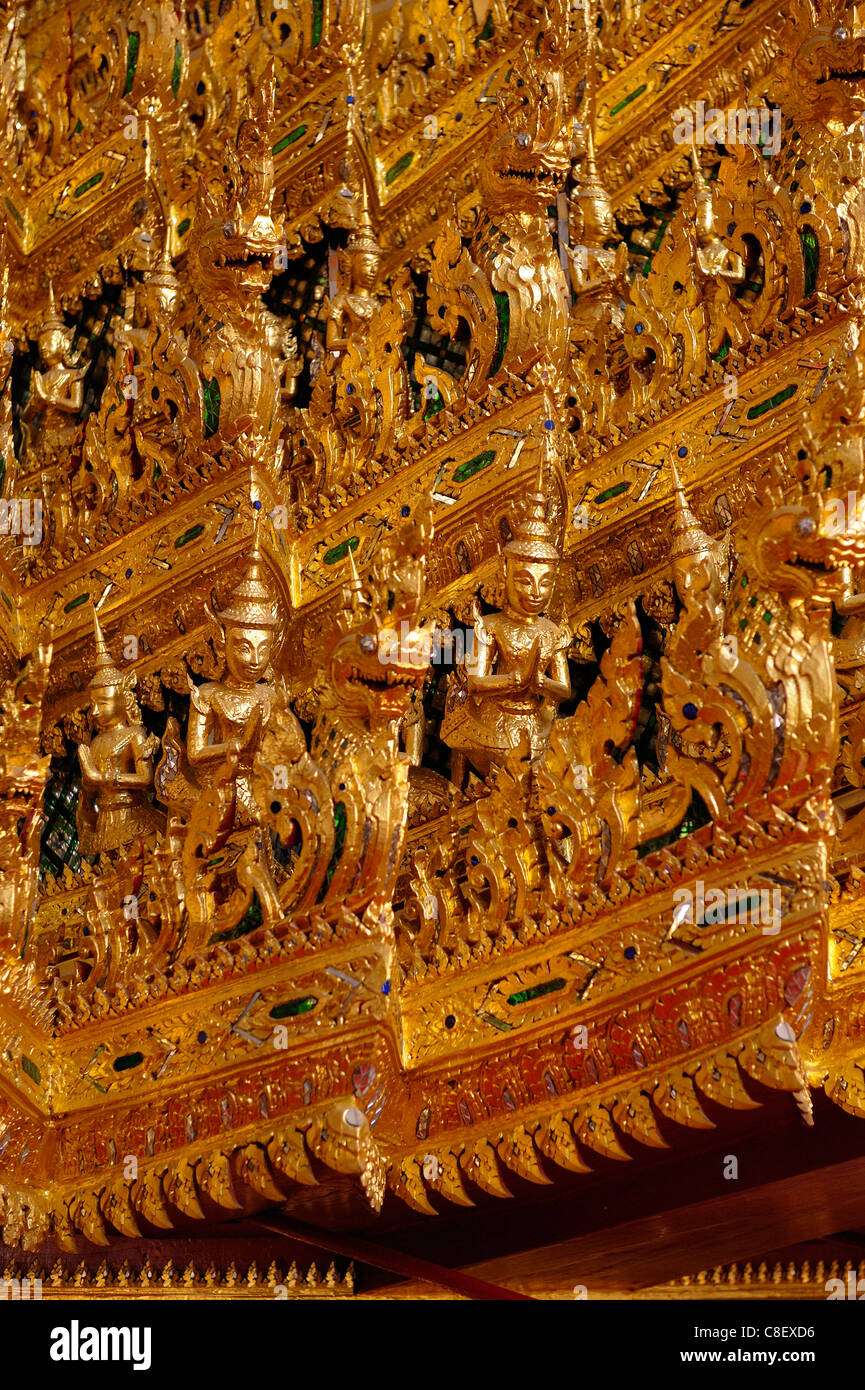 Détails, Royal, chars funéraires, Musée National, vieux, Ville, municipalité, Bangkok, Thaïlande, Asie, golden Banque D'Images