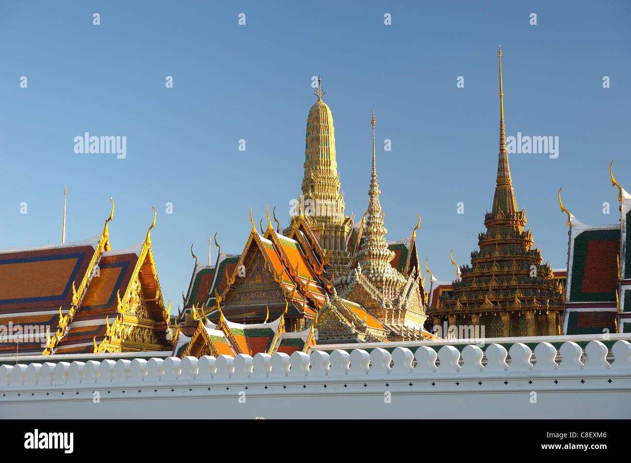 Grand Palace, Bangkok, Thaïlande, Asie, les toits Banque D'Images