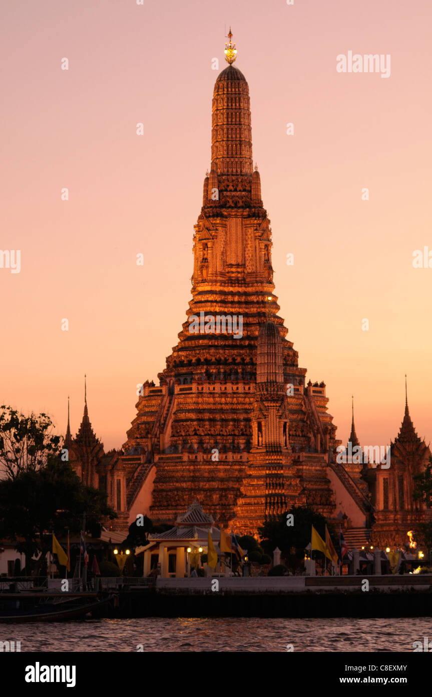 Wat Arun, Bangkok, Thaïlande, Asie, nuit, temple Banque D'Images