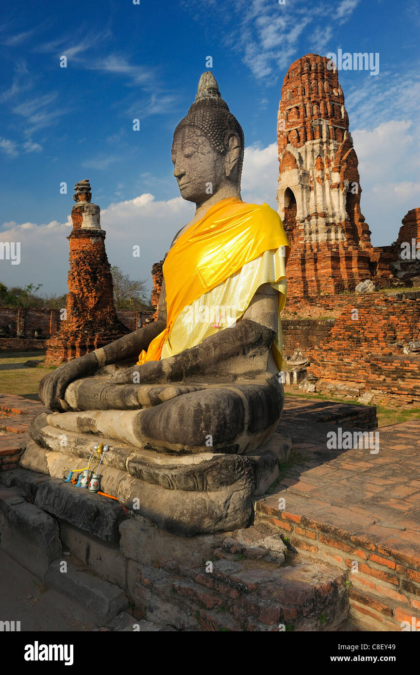 Wat Maha That, l'UNESCO, Patrimoine Mondial, Site, Ayutthaya, Thaïlande, Asie, Bouddha, religion Banque D'Images