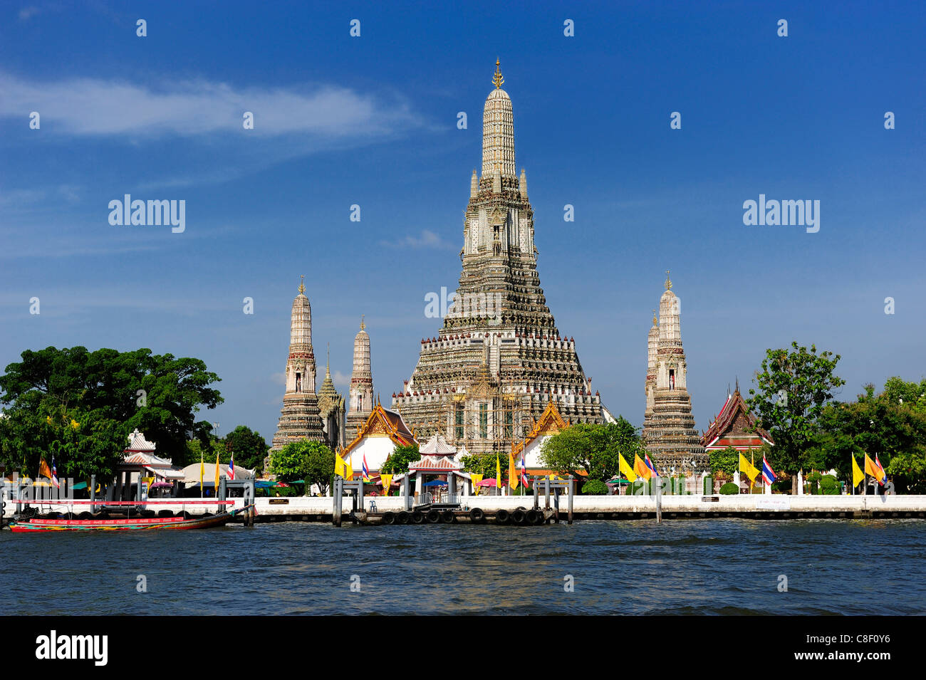 Wat Arun, Chao Phraya, rivière, Bangkok, Thaïlande, Asie, temple, Banque D'Images
