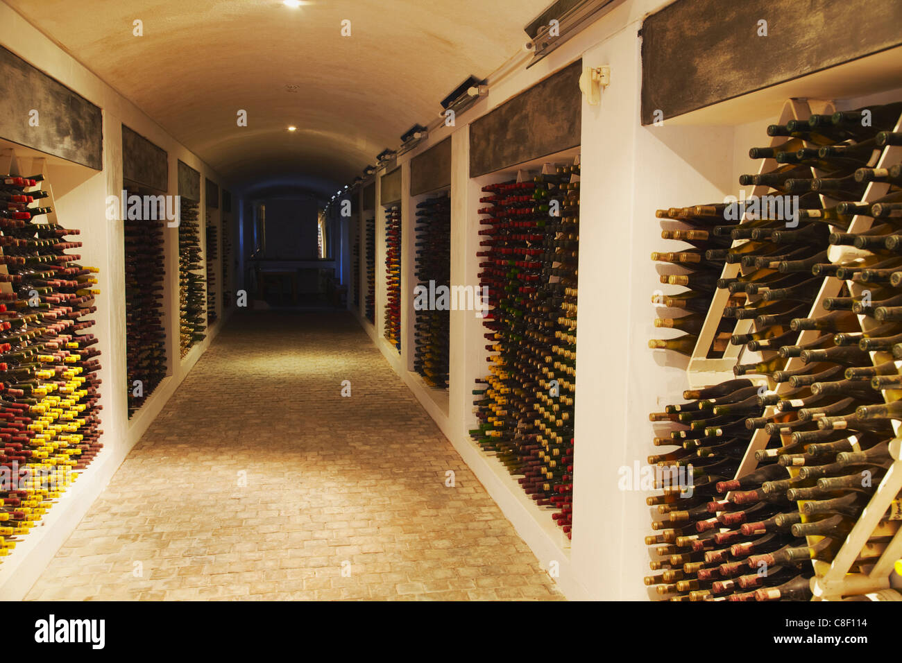 Cave de vin de cru, Boschendal Wine Estate, Franschhoek, Western Cape, Afrique du Sud Banque D'Images