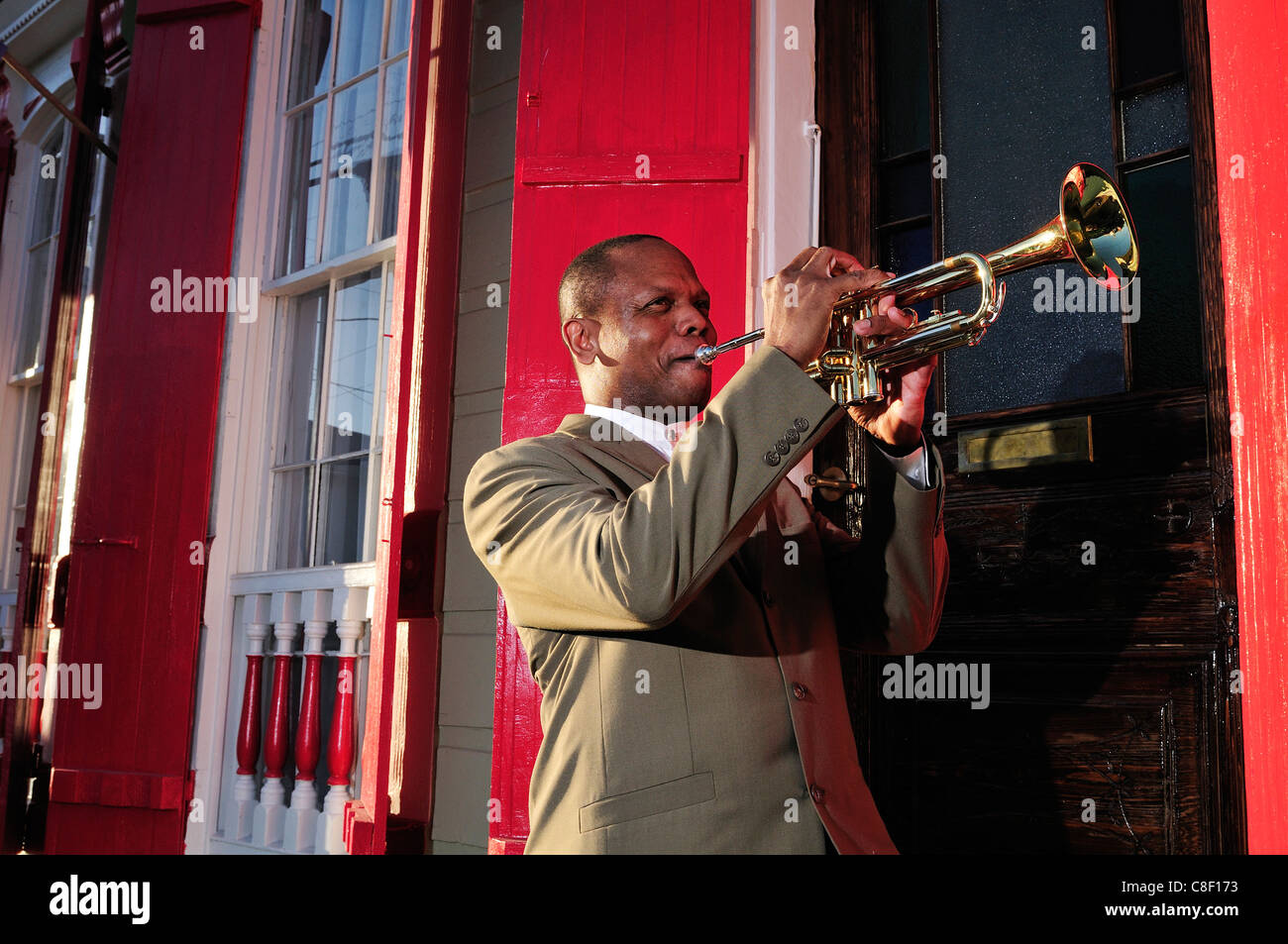 Leroy Jones, musicien, voisinage Treme, Nouvelle Orléans, Louisiane, USA, United States, Amérique, trompette, Jazz Banque D'Images