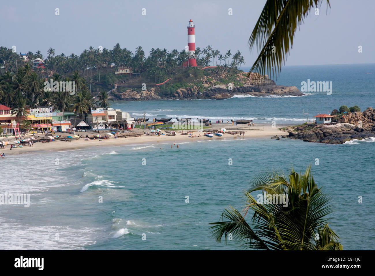 Plage de Kovalam, Trivandrum, Kerala, Inde Banque D'Images