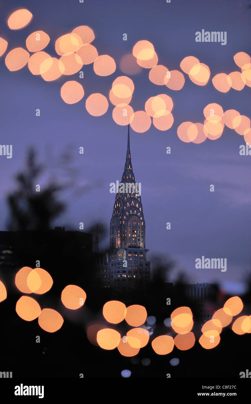 Chrysler Building, Manhattan, New York, USA, United States, Nord, Noël, lumières Banque D'Images