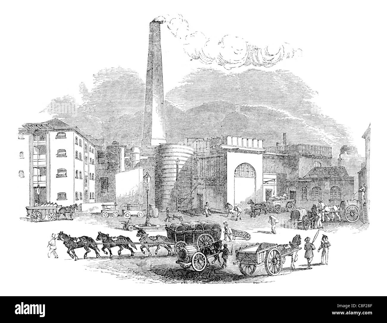 La distillerie de whisky single malt Banque Thames London l'orge grain malté mash fût de chêne cheminée le baril fût l'alcool en usine Banque D'Images
