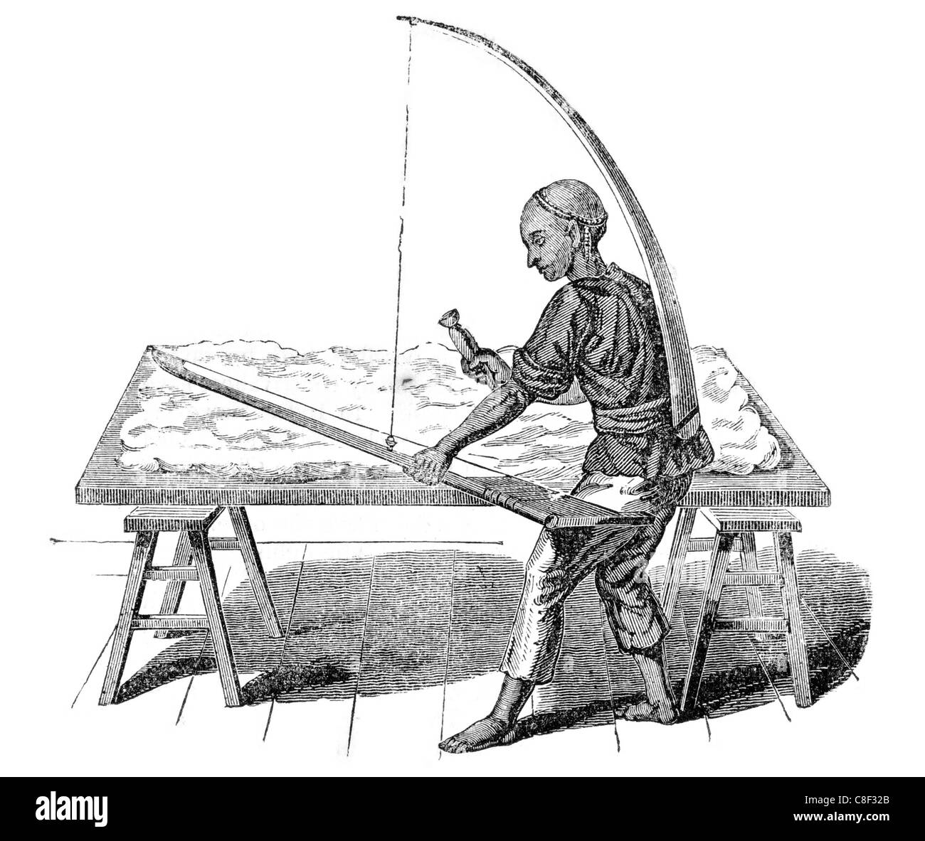 L'Égypte égyptienne de l'industrie textile weaver chiffon de tissu textile Vêtements Vêtements de travail des travailleurs de l'artisanat traditionnel moulin atelier Banque D'Images