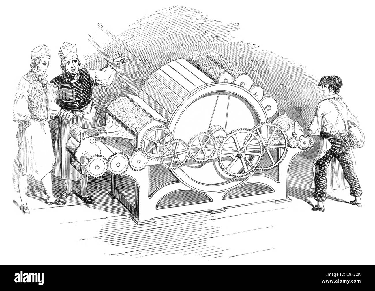 Moteur d'octroi des brevets de coton fibre processus machine laine brute en laine feutrée au bâton de fils peignés chiffon Vêtements Vêtements Banque D'Images