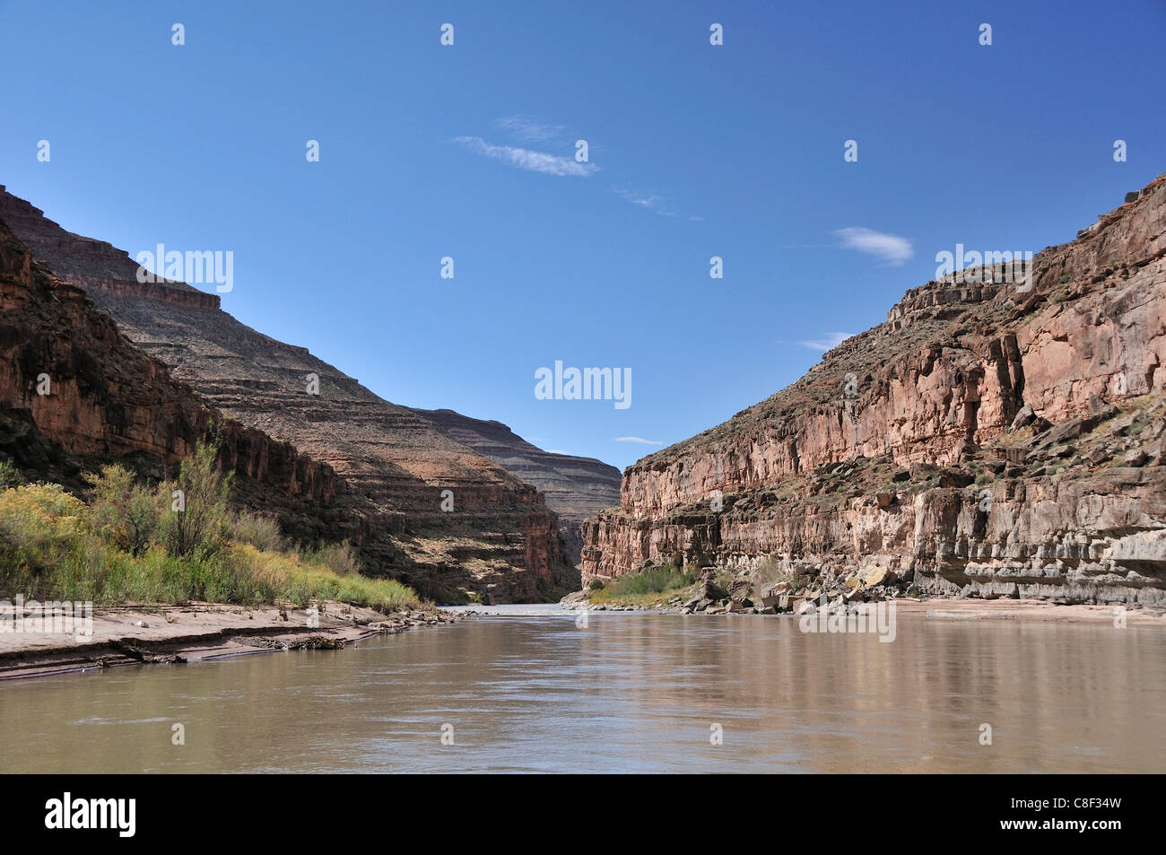 Rivière San Juan, entre Bluff et Mexican Hat, du Plateau du Colorado, Utah, USA, United States, Amérique, Banque D'Images