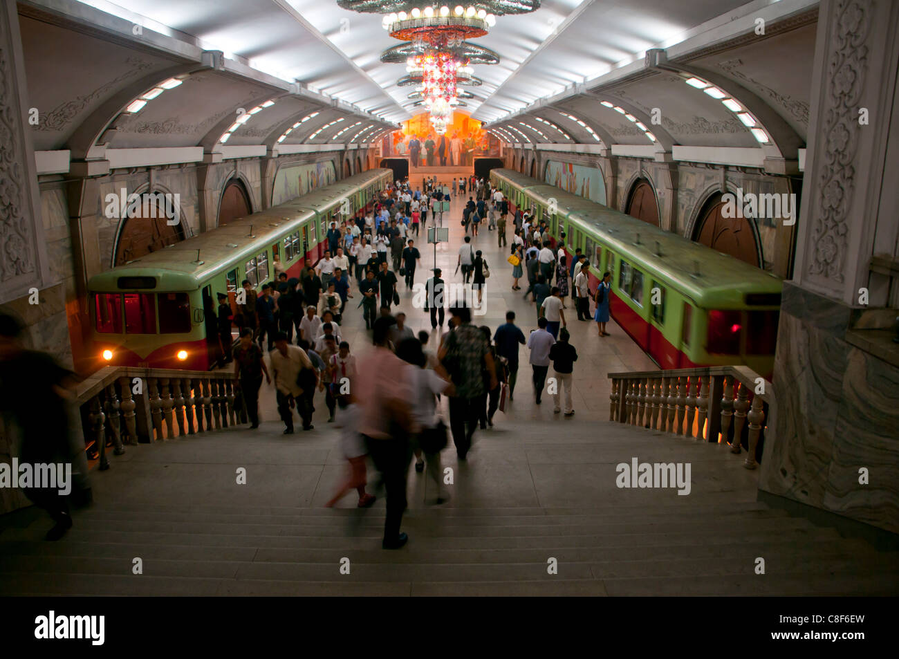 Le métro de Pyongyang, Corée Norh Banque D'Images