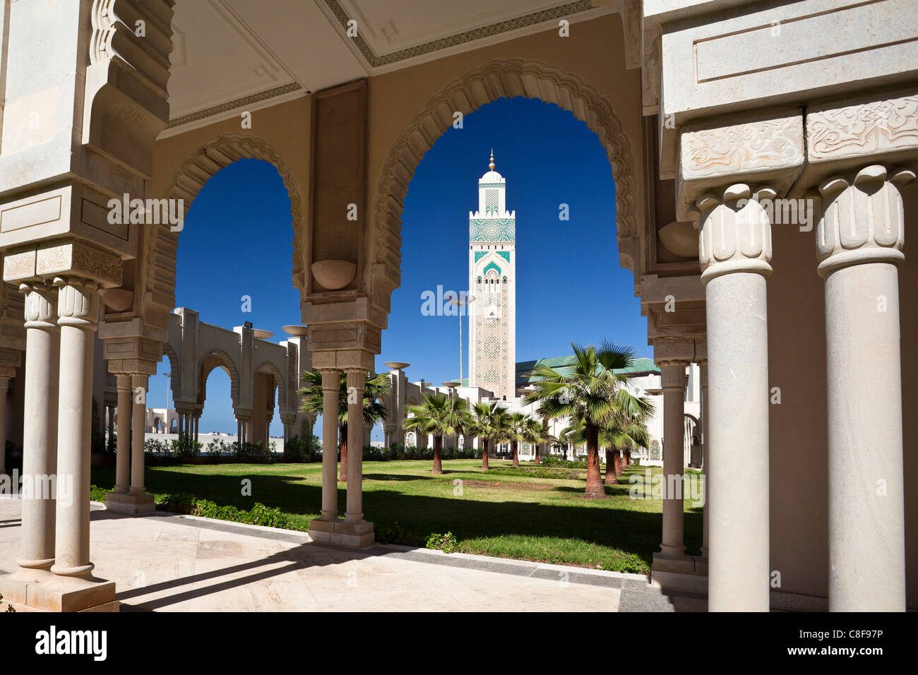 Le Maroc, l'Afrique du Nord, d'Afrique, Casablanca, Hassan II, mosquée, plus haut, haut, minaret, 210 ms Banque D'Images