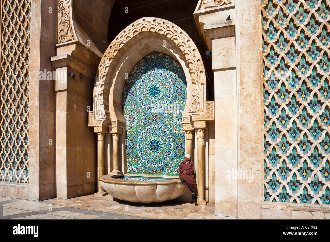 Le Maroc, l'Afrique du Nord, d'Afrique, Casablanca, Hassan II, mosquée, détail Banque D'Images