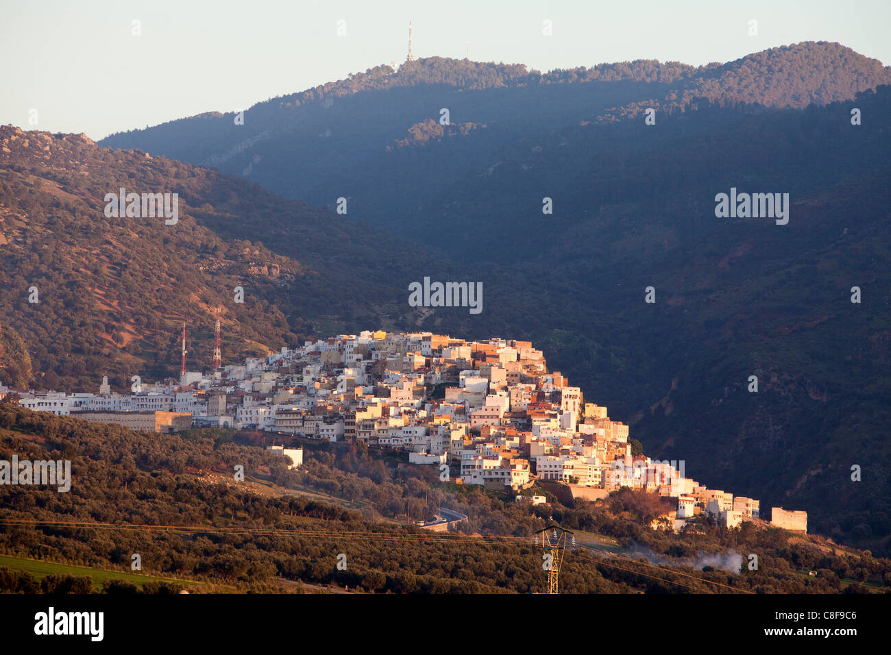 Le Maroc, l'Afrique du Nord, Afrique, Moulay Idriss, village, montagnes Banque D'Images