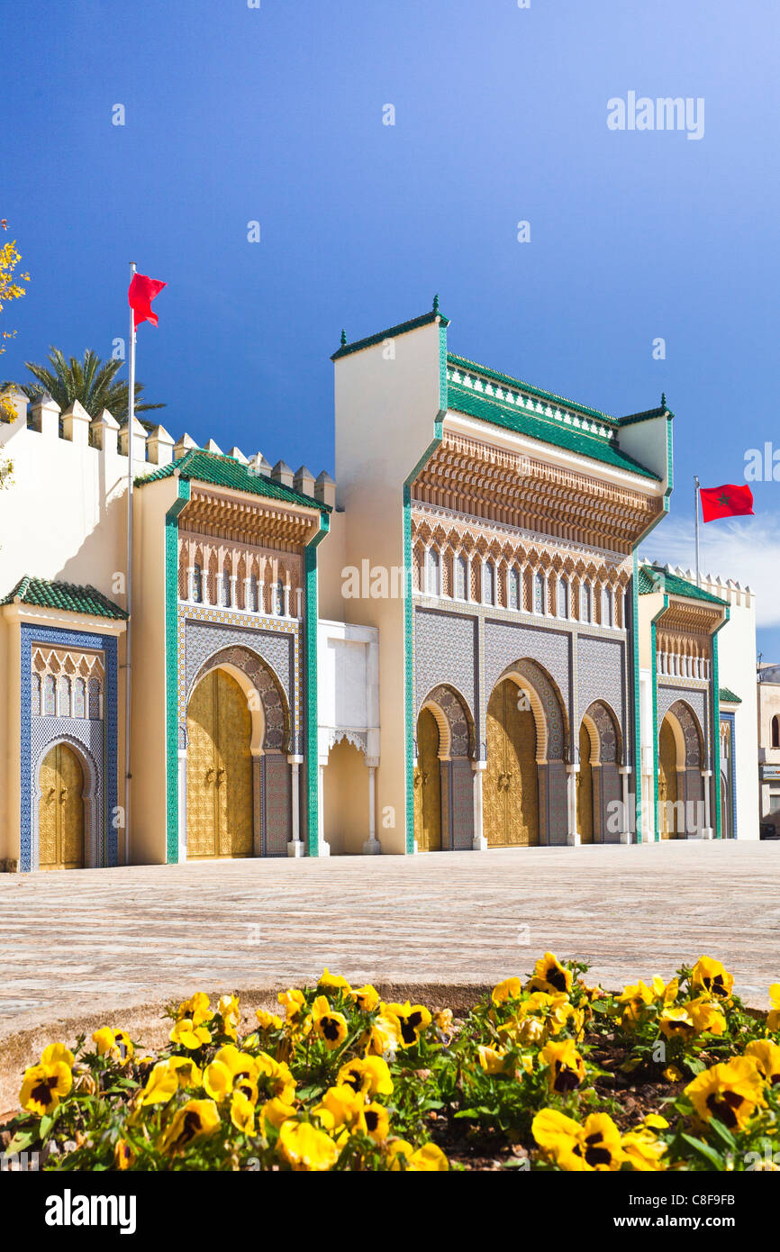 Le Maroc, l'Afrique du Nord, Afrique, Fès, Fès, Palace, palais du roi, l'entrée Banque D'Images