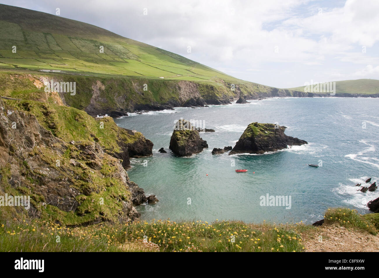 Vue depuis Slea Head près de Dunquin, péninsule de Dingle, comté de Kerry, Munster, République d'Irlande Banque D'Images