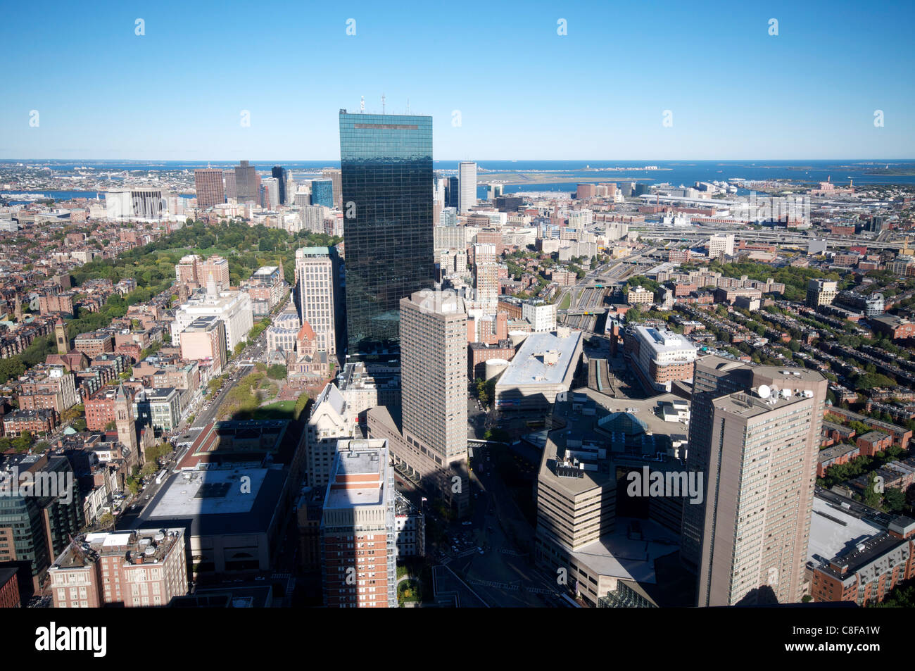 Vue aérienne de Boston de la Prudential Sky Walk, Boston, Massachusetts, New England, United States of America Banque D'Images