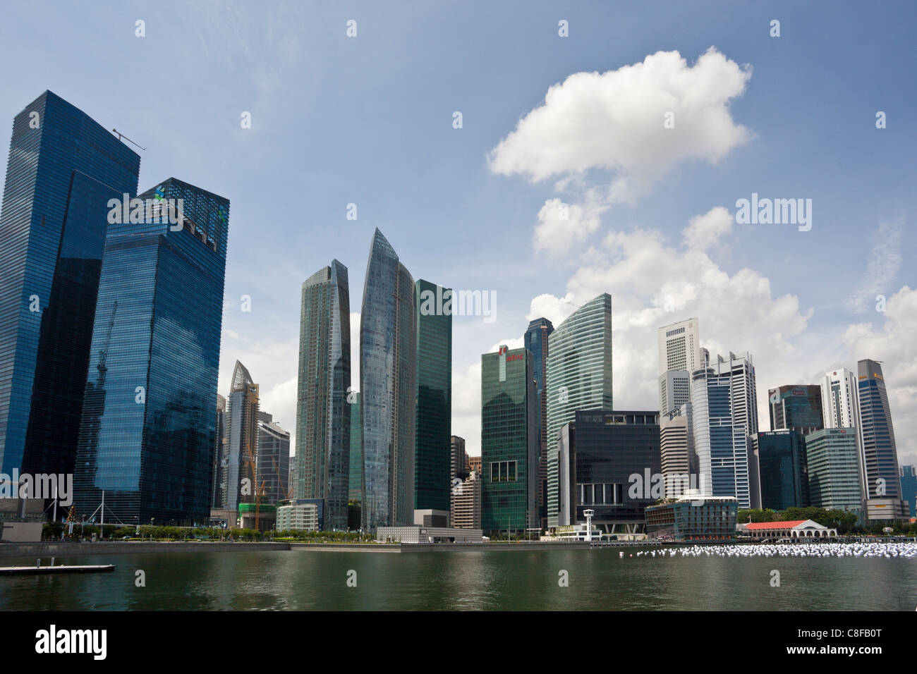 Singapour, Asie, Marina Bay, Skyline, bay, pâtés de maisons, immeubles de grande hauteur, des gratte-ciel Banque D'Images