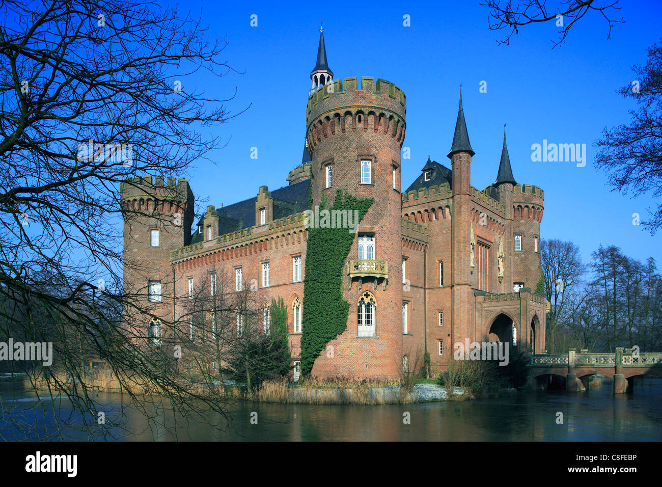 Allemagne, Europe, Bedburg-Hau, Bas-rhin, Rhénanie du Nord-Westphalie, de Till Moyland, château, château fort, Moyland, Tudor, gothique, Banque D'Images