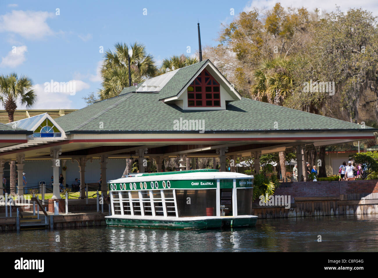 Park, vous prenez le bateau à fond de verre tour de la rivière d'argent à Silver Springs State Park à Ocala en Floride Banque D'Images