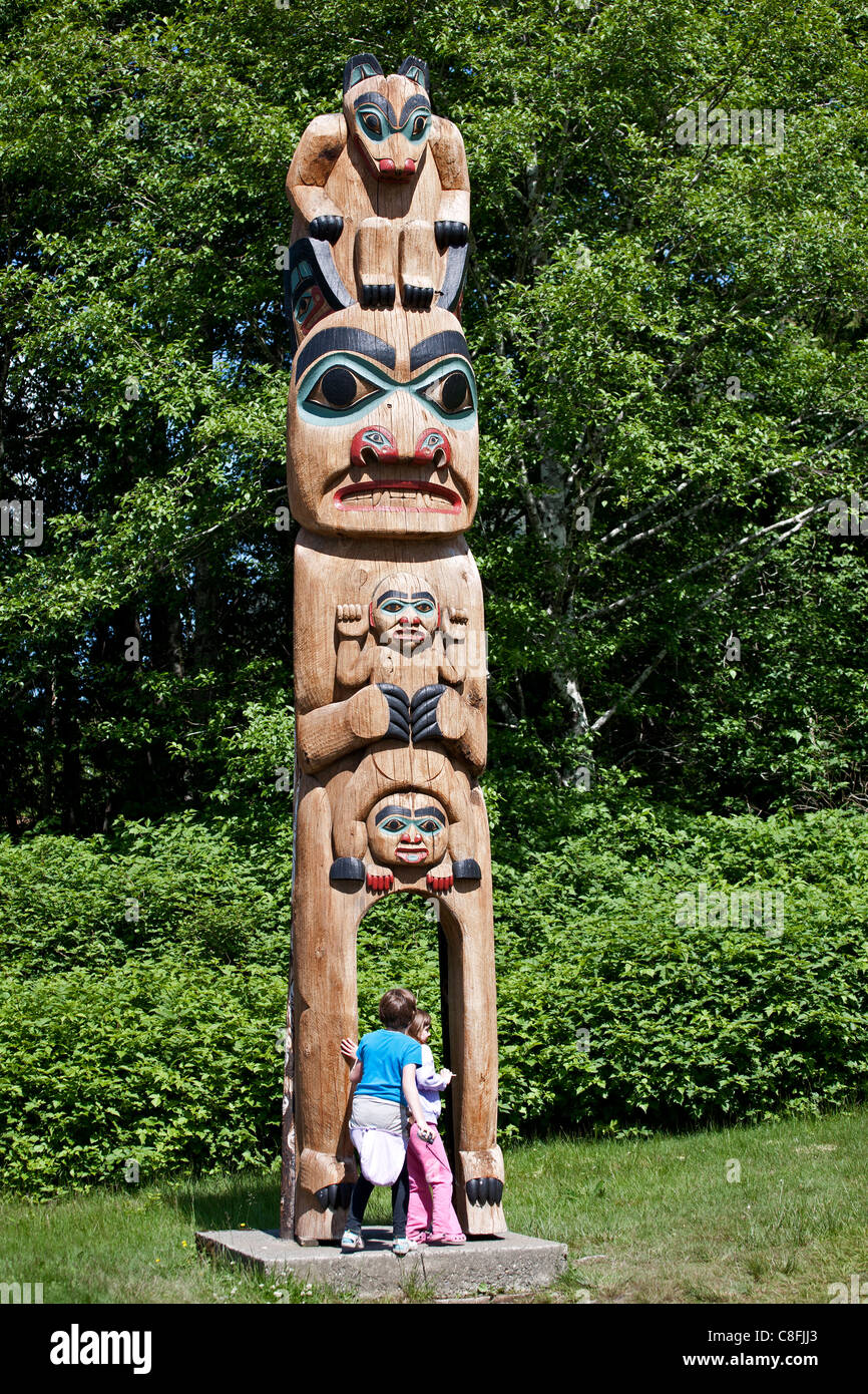 Totem. Saxman Totem Park. Ketchikan. De l'Alaska. USA Banque D'Images