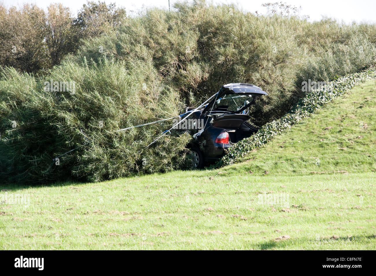 Une voiture s'est écrasé l'Angleterre Bristol Cribbs Causeway Banque D'Images