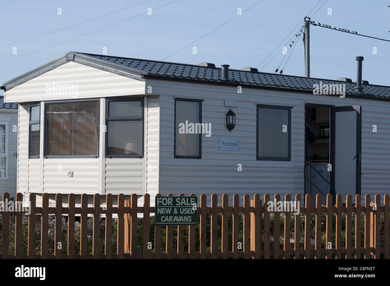 A vendre caravane mobile home caravane statique signe Banque D'Images