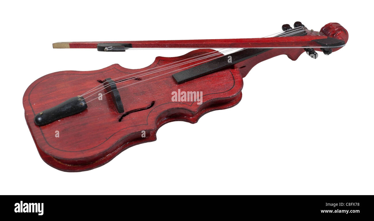 Violon classique en bois avec l'arc pour faire de la musique - parcours inclus Banque D'Images