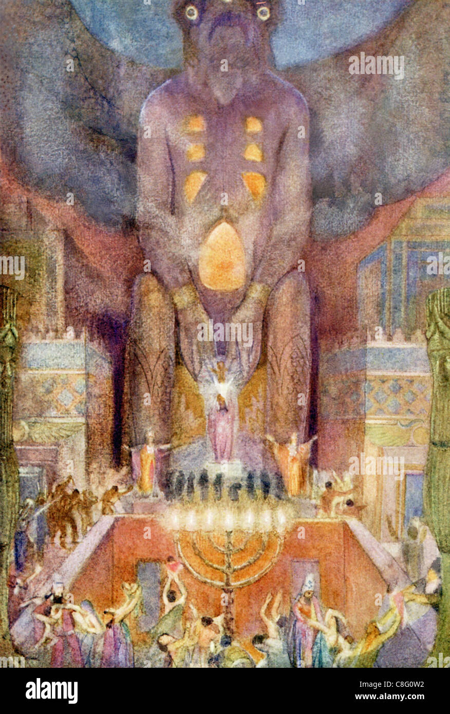 Ici est représenté le culte de Baal Hammondit que certains disciples de Baal pratiqué sacrifice