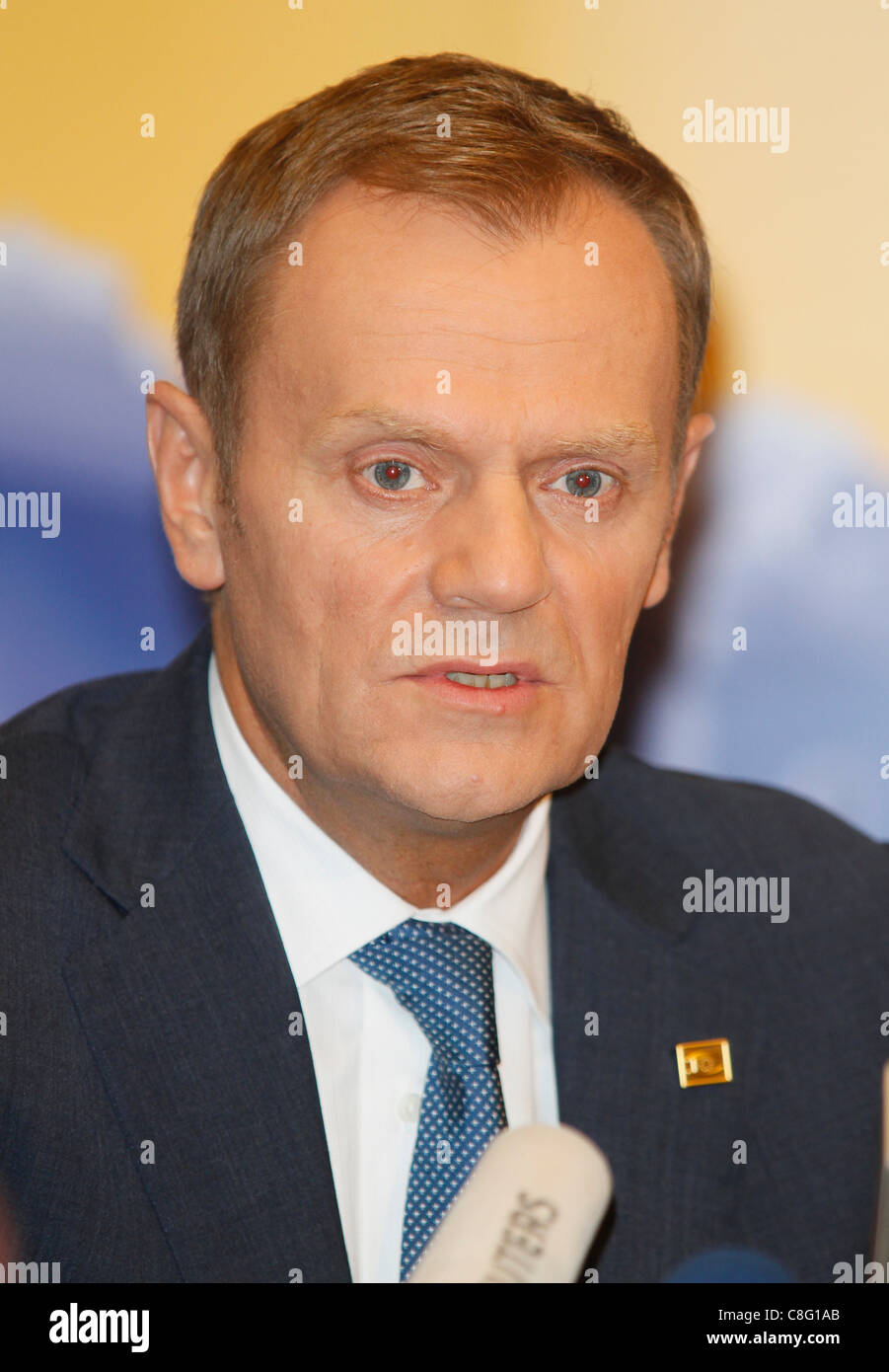 DONALD TUSK, PREMIER MINISTRE DE LA POLOGNE 23 octobre 2011 Bâtiment Justus Lipsius, Bruxelles BELGIQUE Banque D'Images
